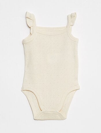 Set di 3 body in maglia pointelle con spalline con volant
