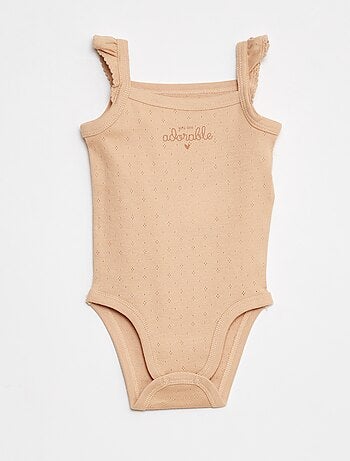Set di 3 body in maglia pointelle con spalline con volant