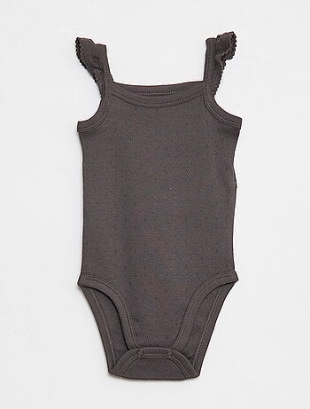 Set di 3 body in maglia pointelle con spalline con volant