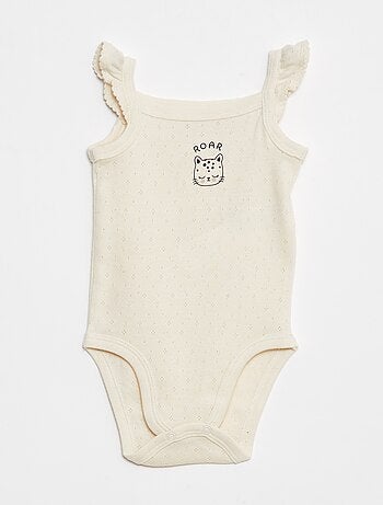 Set di 3 body in maglia pointelle con spalline con volant