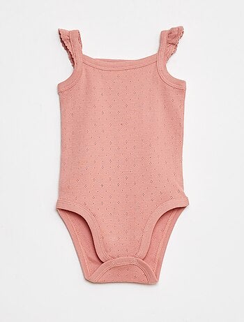 Set di 3 body in maglia pointelle con spalline con volant