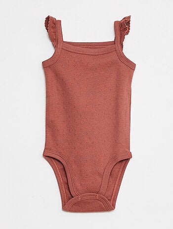 Set di 3 body in maglia pointelle con spalline con volant