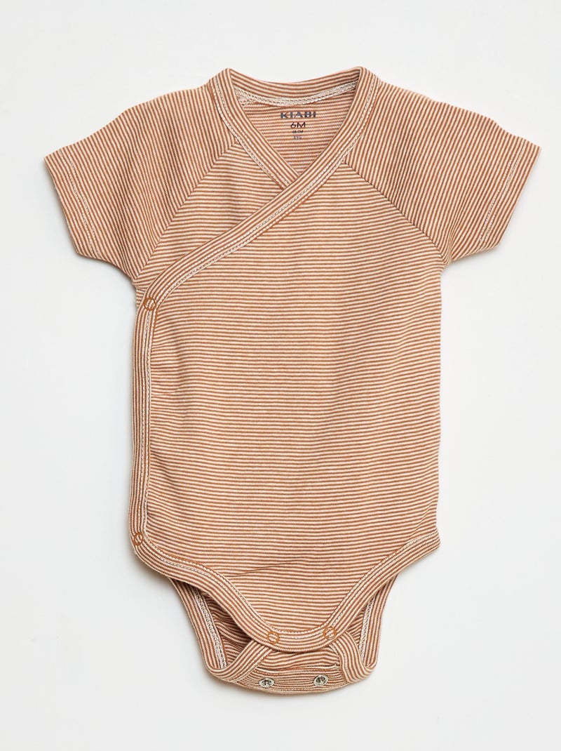 Set di 3 body incrociati evolutivi a maniche corte Beige - Kiabi