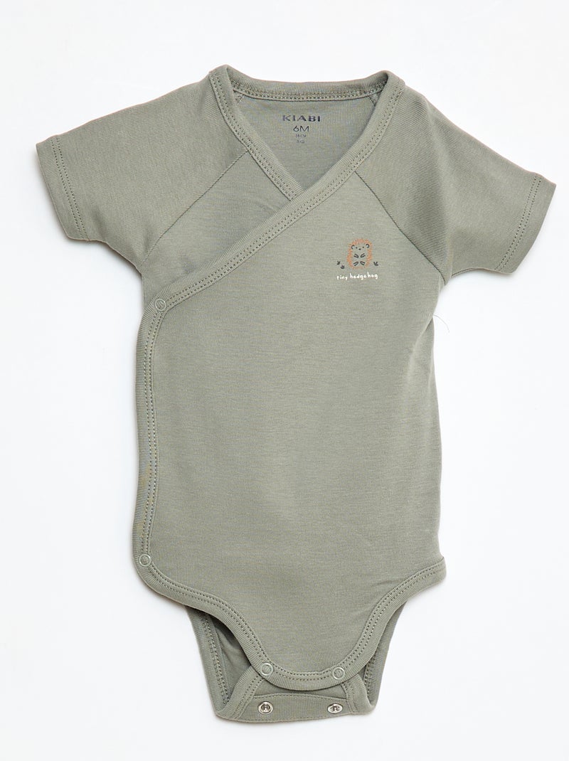 Set di 3 body incrociati evolutivi a maniche corte Verde - Kiabi
