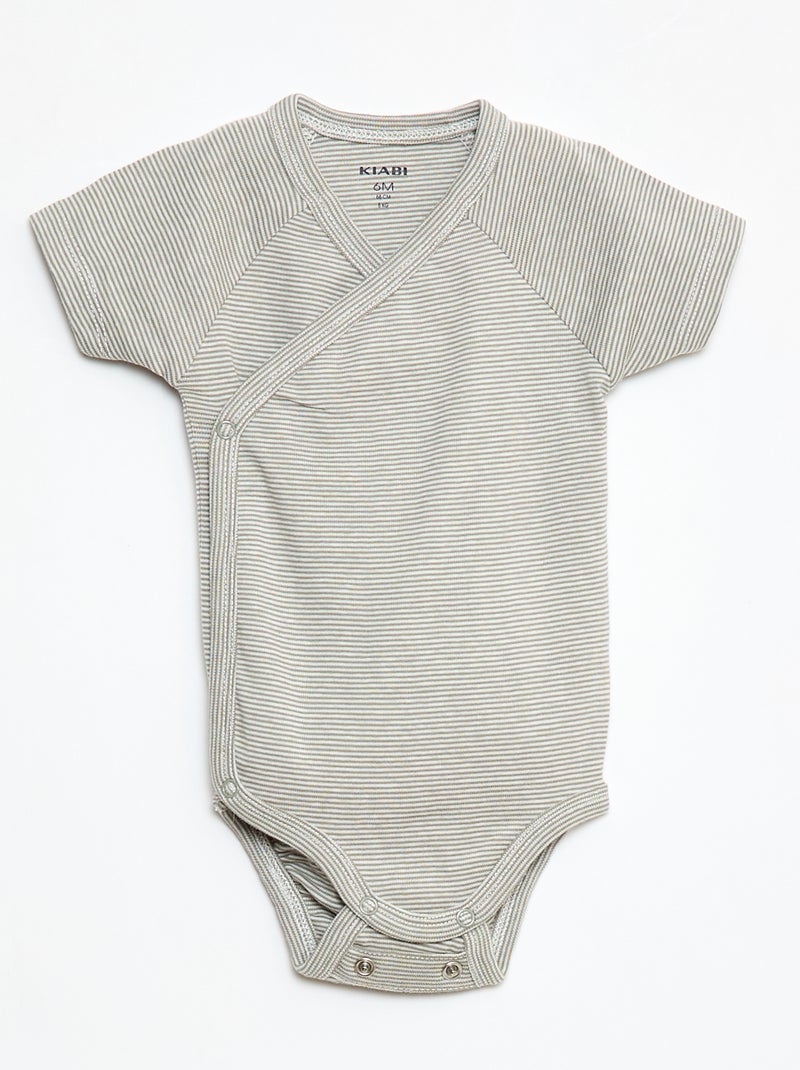 Set di 3 body incrociati evolutivi a maniche corte Verde - Kiabi