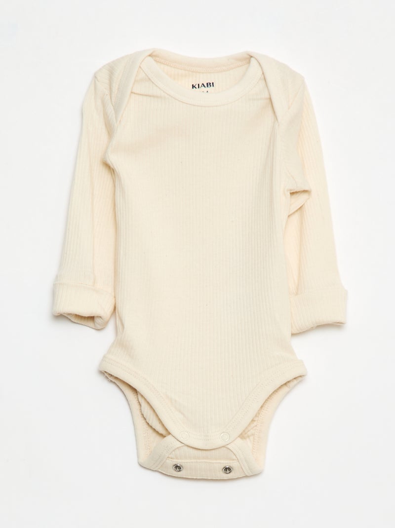 Set di 3 body neonato evolutivi collo all'americana e maniche lunghe Beige - Kiabi