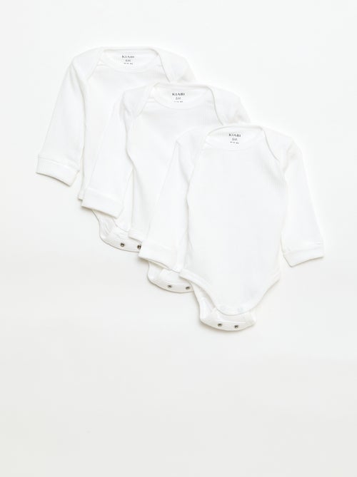 Set di 3 body neonato evolutivi collo all'americana e maniche lunghe - Kiabi