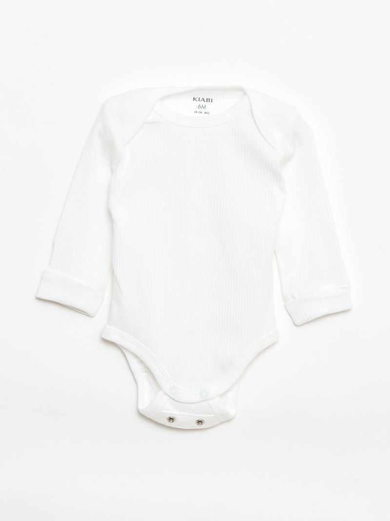 Set di 3 body neonato evolutivi collo all'americana e maniche lunghe Bianco - Kiabi