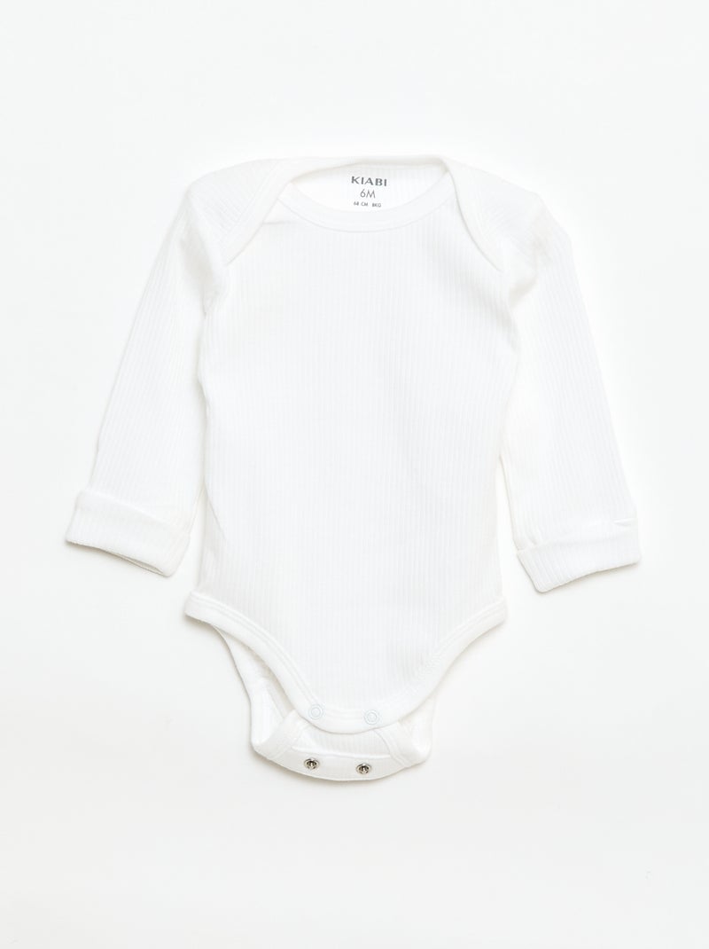 Set di 3 body neonato evolutivi collo all'americana e maniche lunghe Bianco - Kiabi
