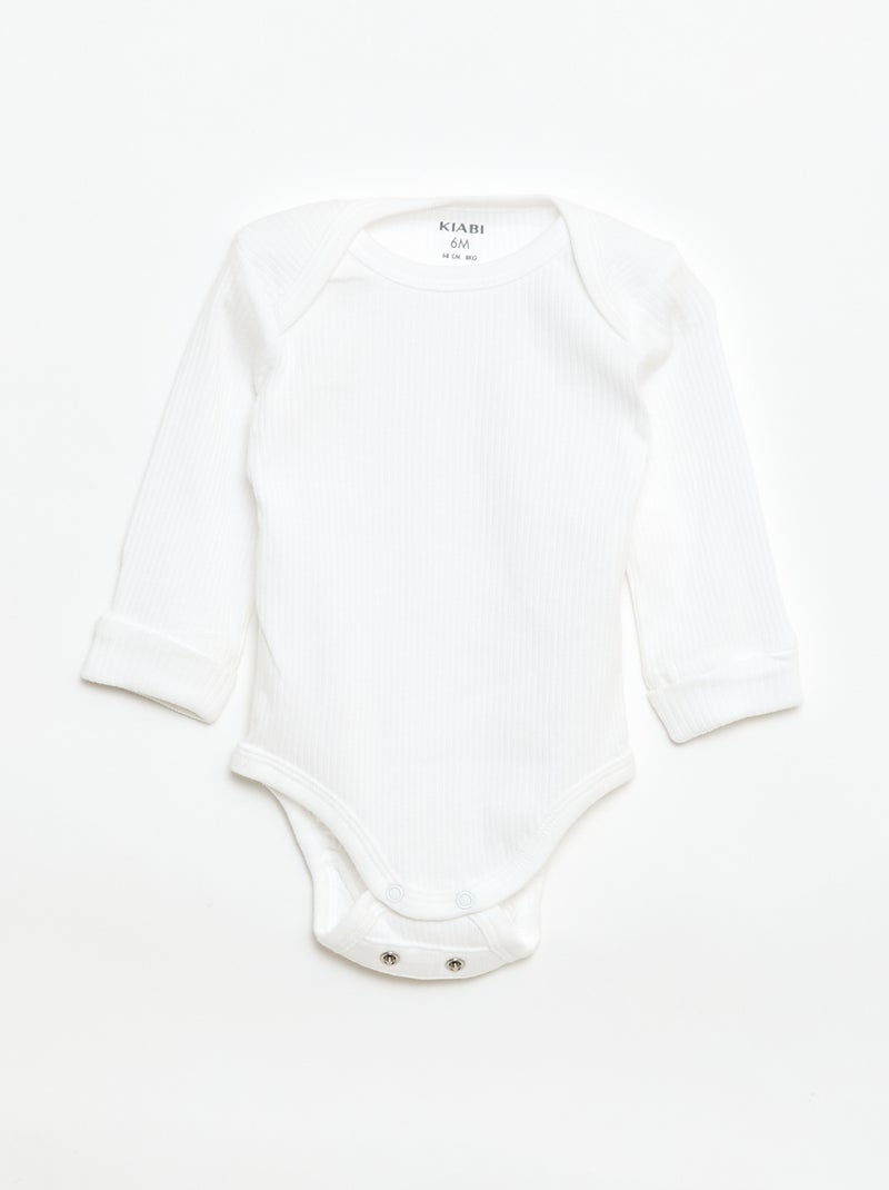 Set di 3 body neonato evolutivi collo all'americana e maniche lunghe Bianco - Kiabi