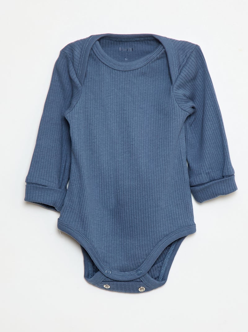 Set di 3 body neonato evolutivi collo all'americana e maniche lunghe Blu - Kiabi