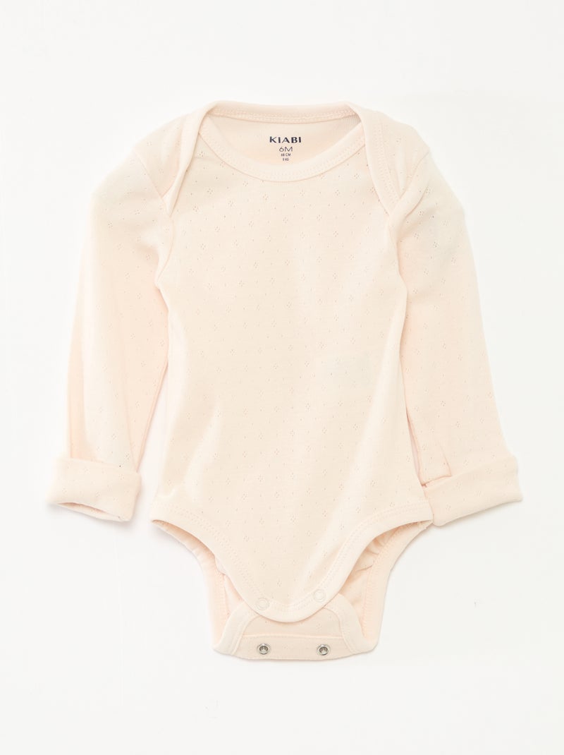 Set di 3 body neonato evolutivi collo all'americana e maniche lunghe Rosa - Kiabi