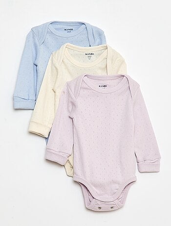 Set di 3 body neonato evolutivi collo all'americana e maniche lunghe