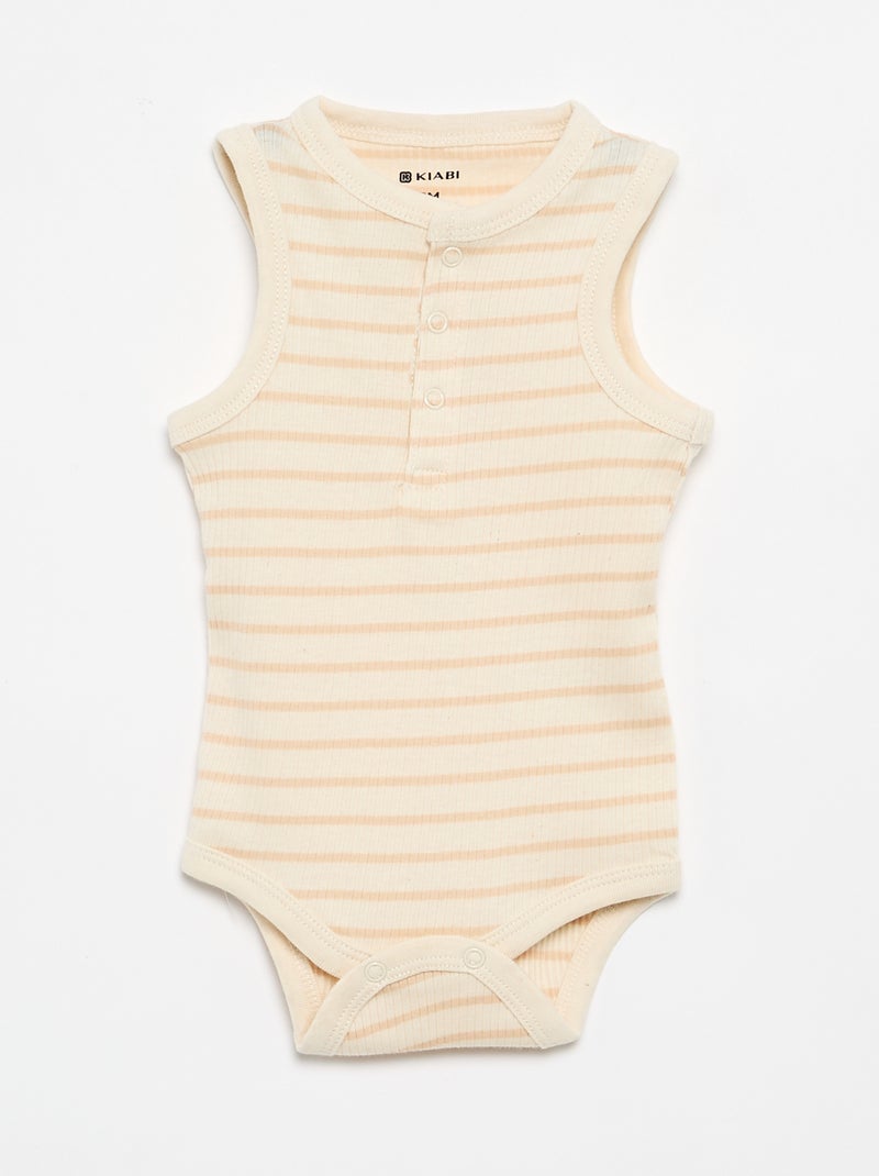 Set di 3 body senza maniche Beige - Kiabi