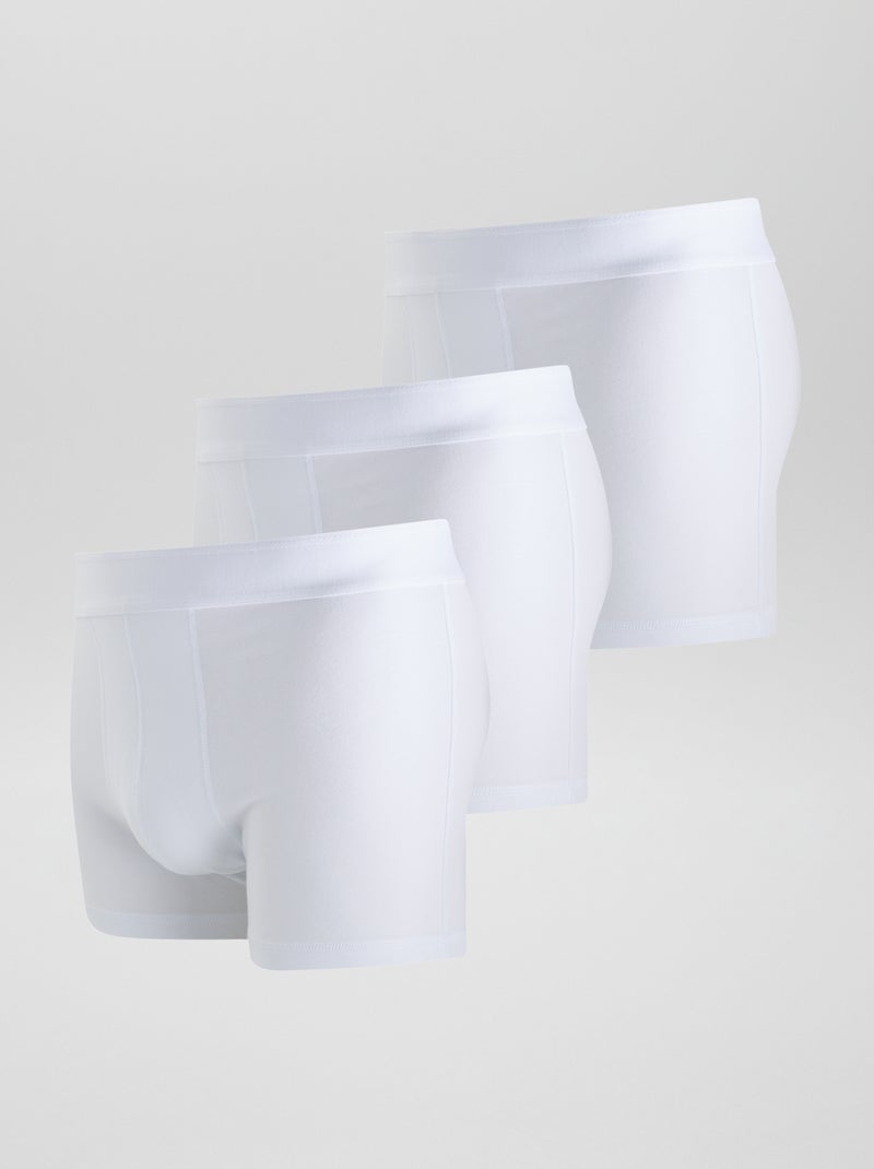 Set di 3 boxer a tinta unita BIANCO - Kiabi