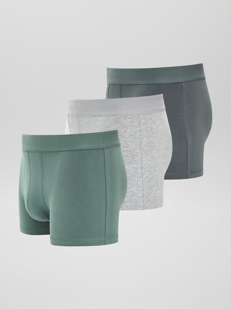 Set di 3 boxer a tinta unita KAKI - Kiabi