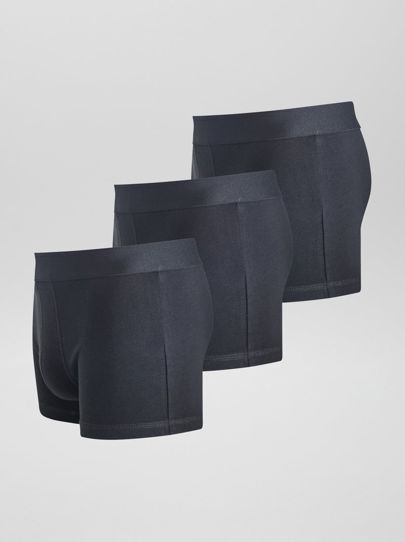 Set di 3 boxer a tinta unita Nero - Kiabi