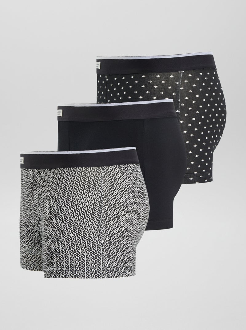 Set di 3 boxer da uomo in maglia fantasia NERO - Kiabi