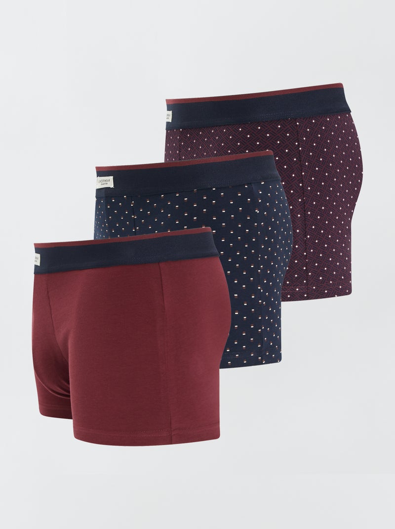 Set di 3 boxer da uomo in maglia fantasia ROSSO - Kiabi