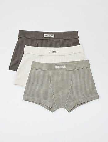 Set di 3 boxer in maglia a coste
