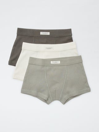 Set di 3 boxer in maglia a coste