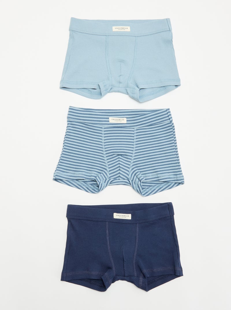 Set di 3 boxer in maglia a costine Blu - Kiabi