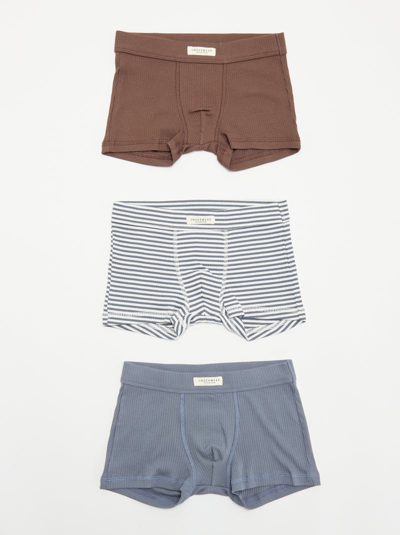Set di 3 boxer in maglia a costine Grigio - Kiabi