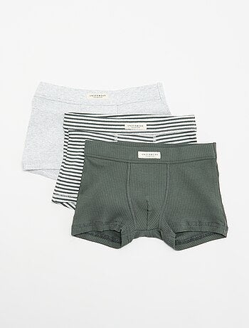 Set di 3 boxer in maglia a costine