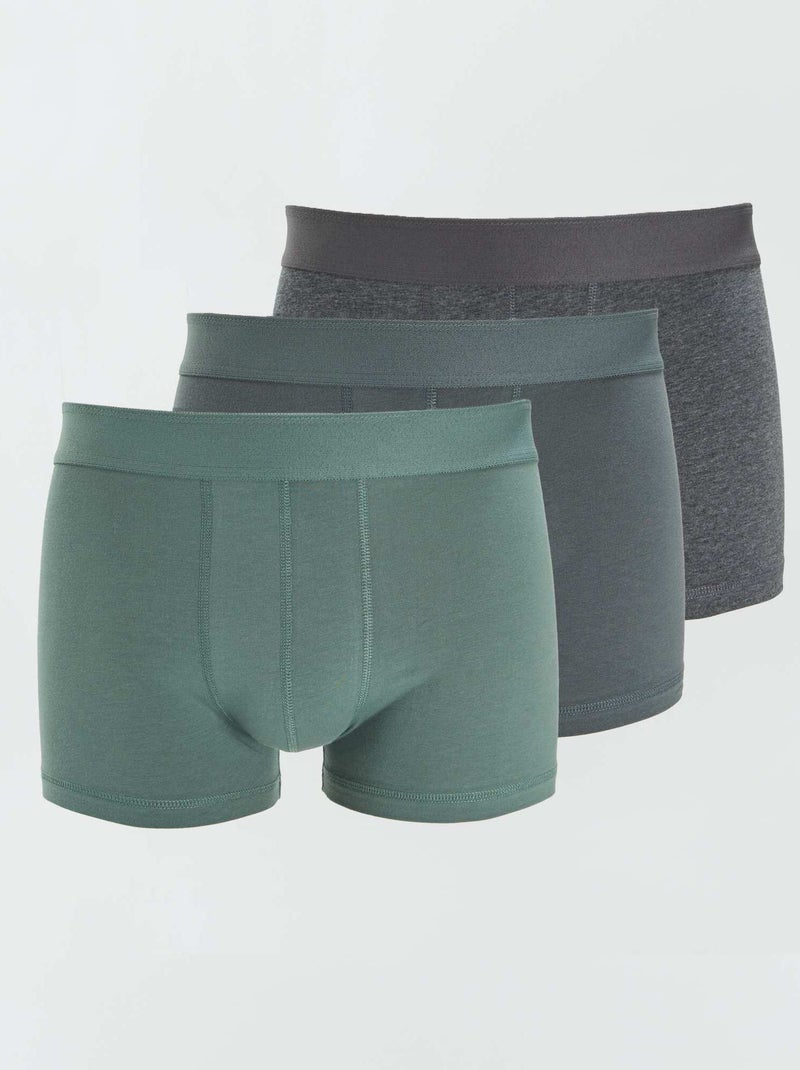 Set di 3 boxer tinta unita VERDE - Kiabi