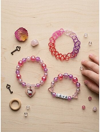 Set di 3 bracciali con chiusura a bottone automatico hello kitty sanrio
