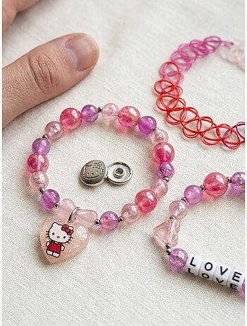 Set di 3 bracciali con chiusura a bottone automatico hello kitty sanrio