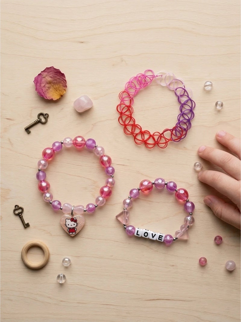 Set di 3 bracciali con chiusura a bottone automatico hello kitty sanrio Rosa - Kiabi
