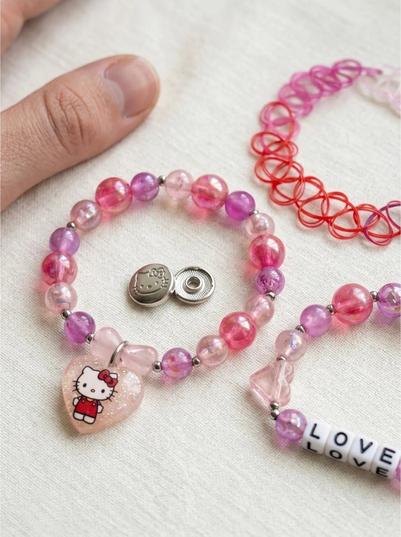 Set di 3 bracciali con chiusura a bottone automatico hello kitty sanrio Rosa - Kiabi