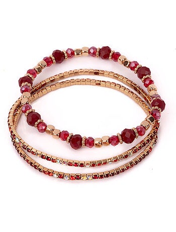 Set di 3 bracciali con rubini rossi | great pretenders | great pretenders