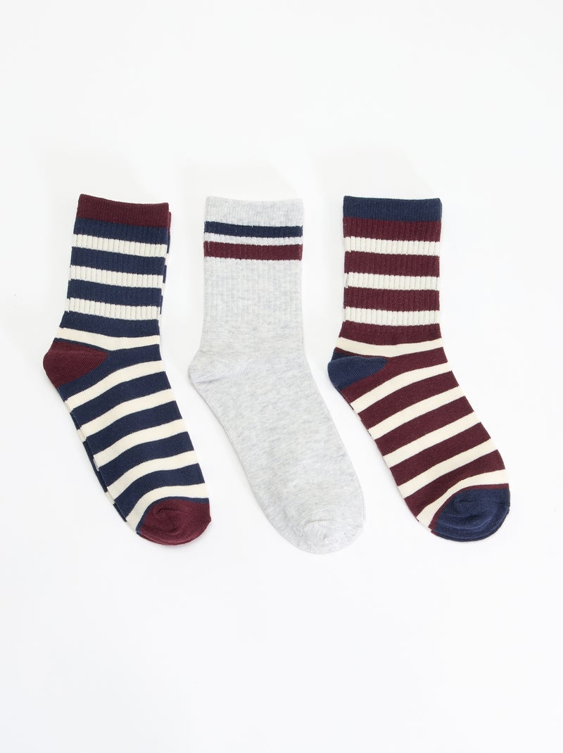 Set di 3 calzini a righe Blu - Kiabi