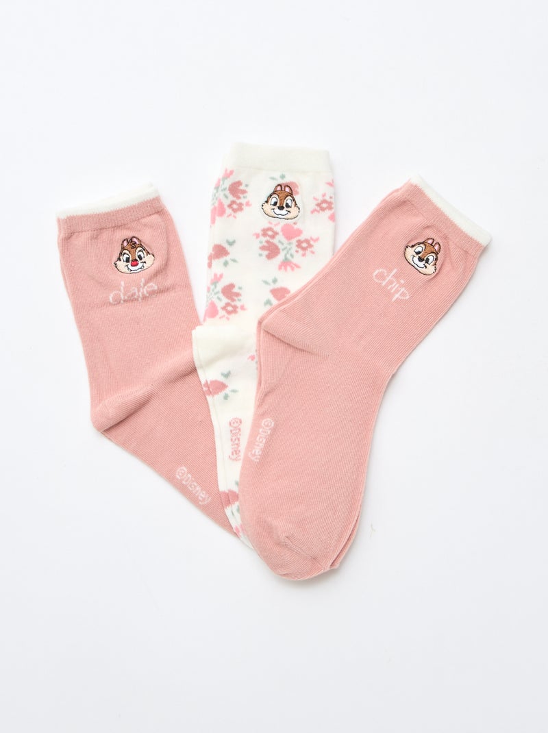 Set di 3 calzini fantasia 'Cip & Ciop' Rosa - Kiabi