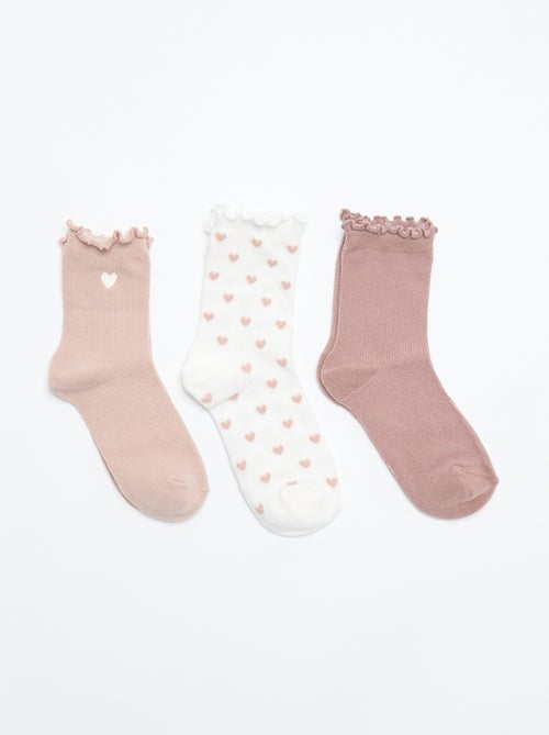 Set di 3 calzini fantasia con stampa a cuori - Kiabi