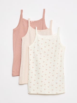 Set di 3 canotte in maglia pointelle