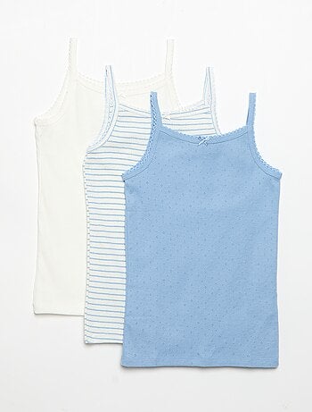Set di 3 canotte in maglia pointelle