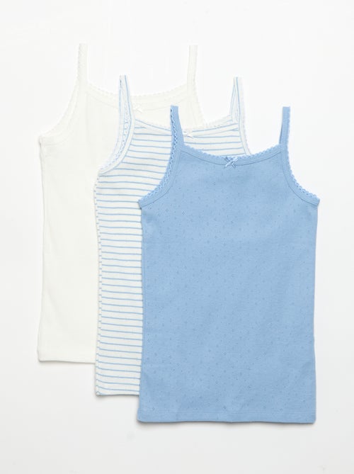 Set di 3 canotte in maglia pointelle - Kiabi