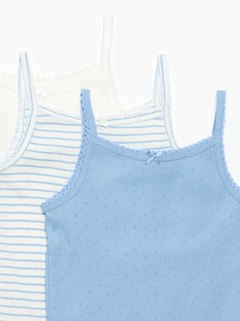 Set di 3 canotte in maglia pointelle Blu - Kiabi