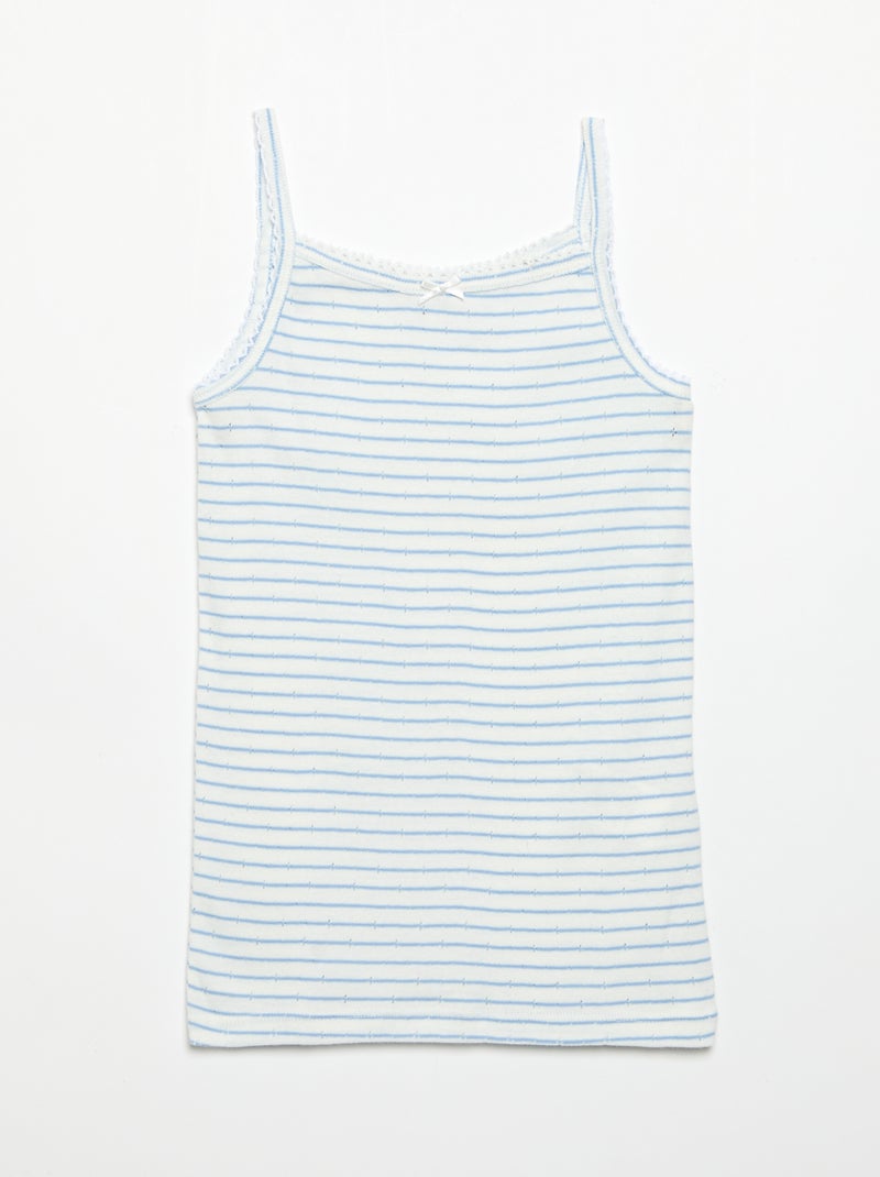 Set di 3 canotte in maglia pointelle Blu - Kiabi