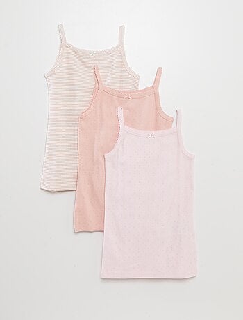 Set di 3 canotte in maglia pointelle