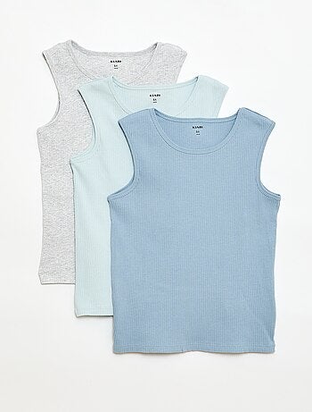 Set di 3 canottiere a costine