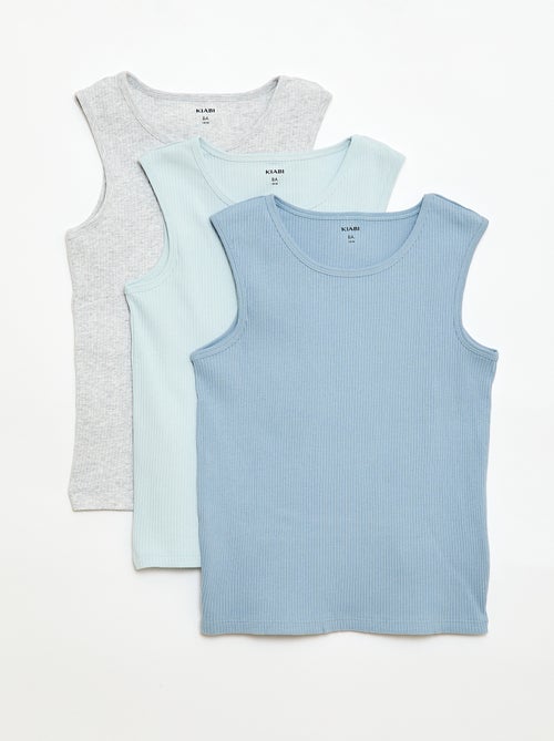 Set di 3 canottiere a costine - Kiabi Set di 3 canottiere a costine - Kiabi