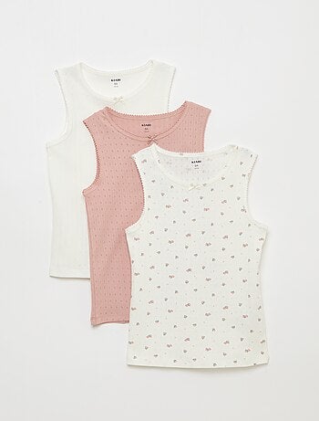 Set di 3 canottiere in maglia operata