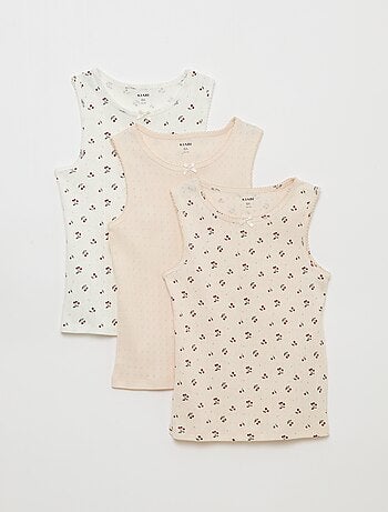 Set di 3 canottiere in maglia operata