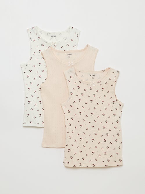 Set di 3 canottiere in maglia operata - Kiabi