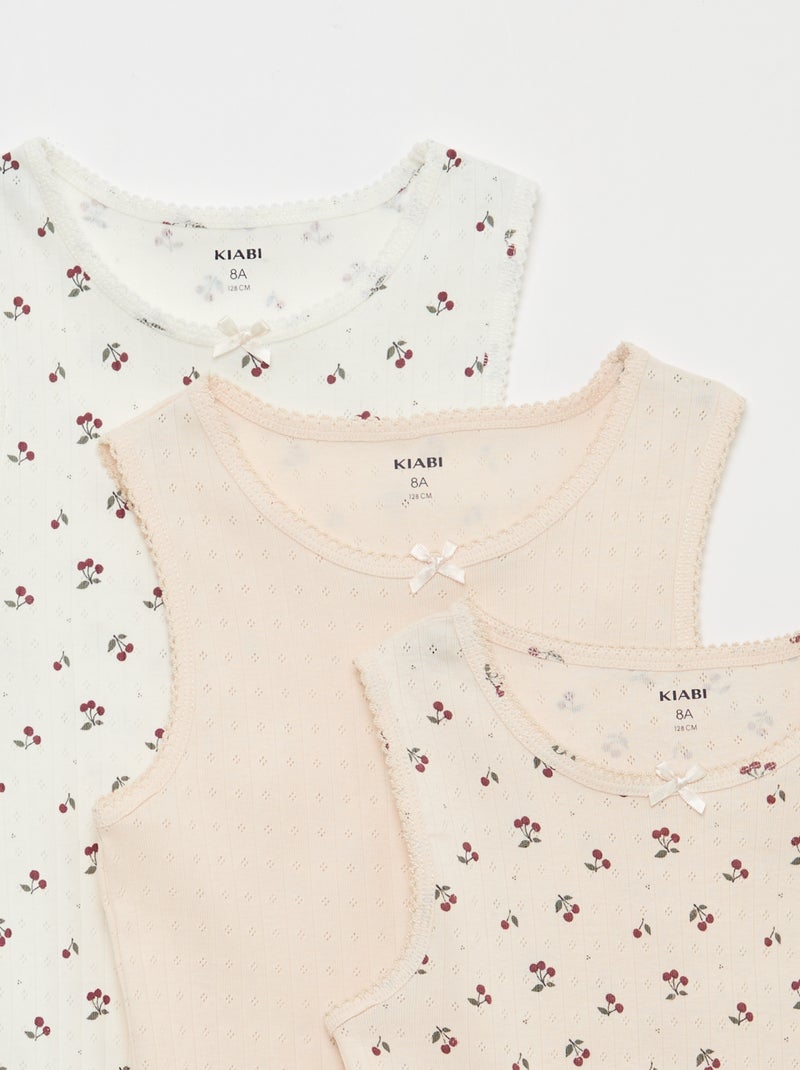 Set di 3 canottiere in maglia operata Rosa - Kiabi