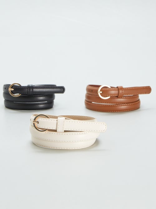 Set di 3 cinture sottili tinta unita - Kiabi